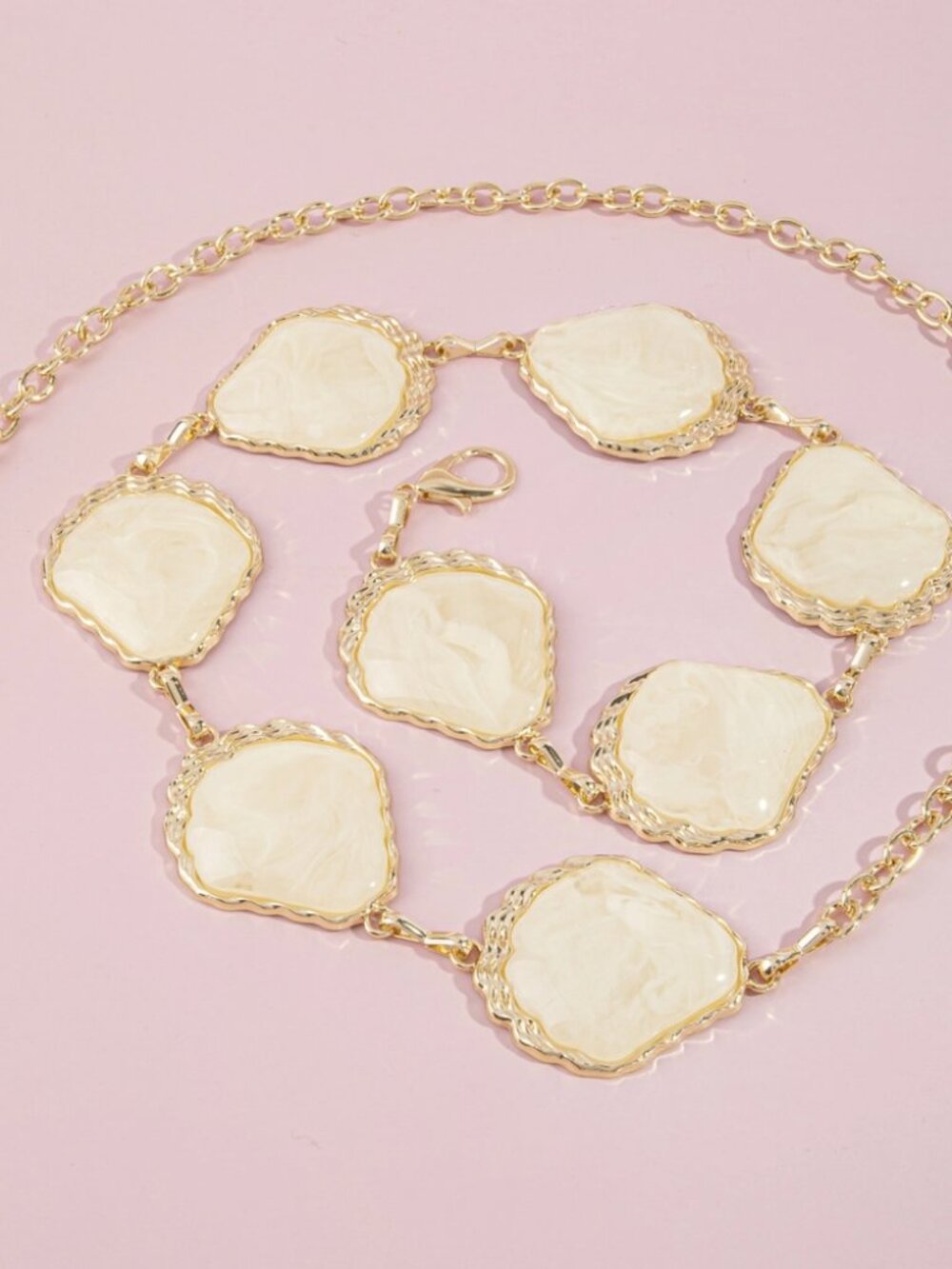Chunky Marbled Stone Link Chain Belt